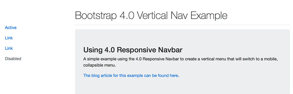 Vertical menu – desktop view